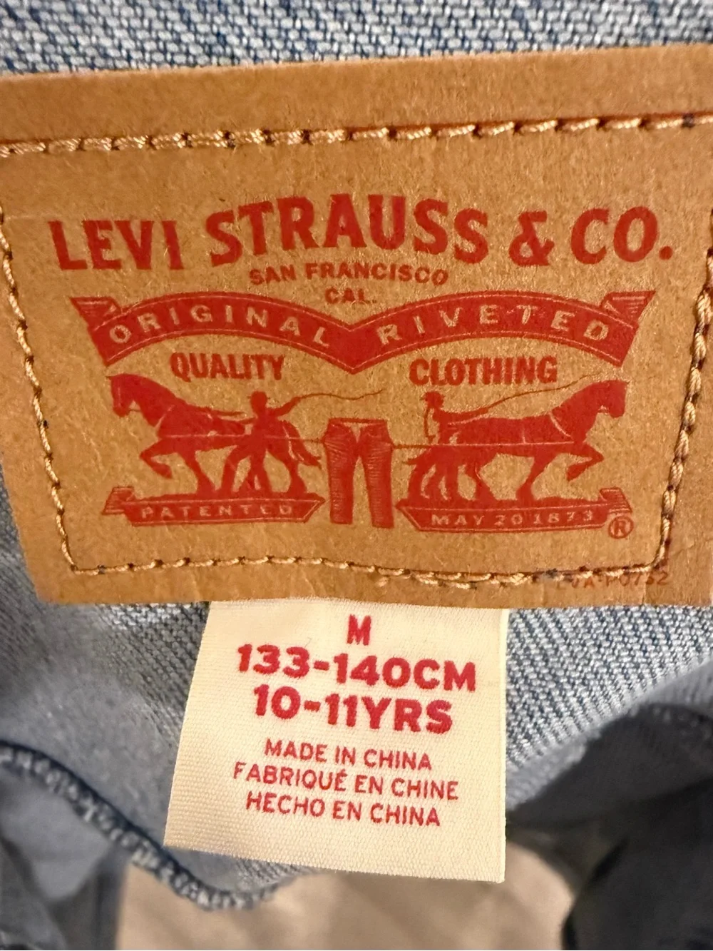 Levi's Light Blue‎ Denim Jacket with Burgundy Rose Embroidery
